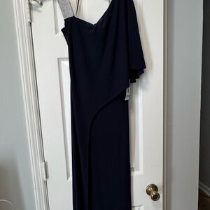 Elegant Navy One-Shoulder Jumpsuit